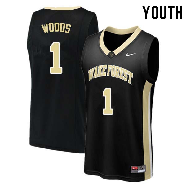 Youth #1 Keyshawn Woods Wake Forest Demon Deacons College Basketball Jerseys Sale-Black